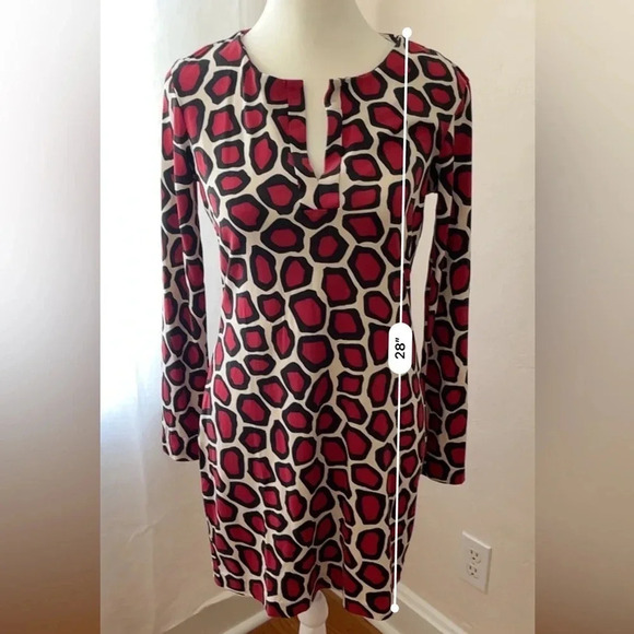 Diane Von Furstenberg Red White and Black Pattern Shift Dress Women Size 2 - Picture 5 of 7